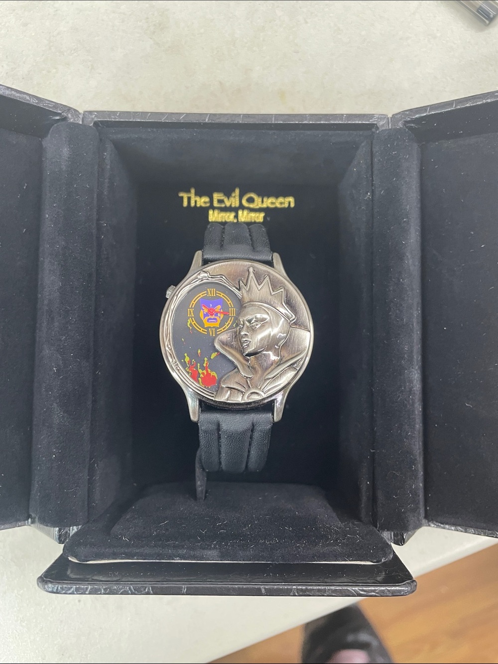 Disney Villains The Evil Queen Mirror, Mirror Black Leather Strap Watch